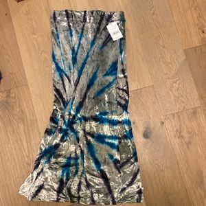 Free People crushed velvet tie dye skirt
